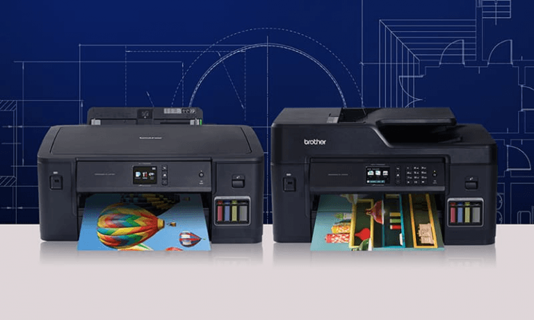 Printers with blue schematic background